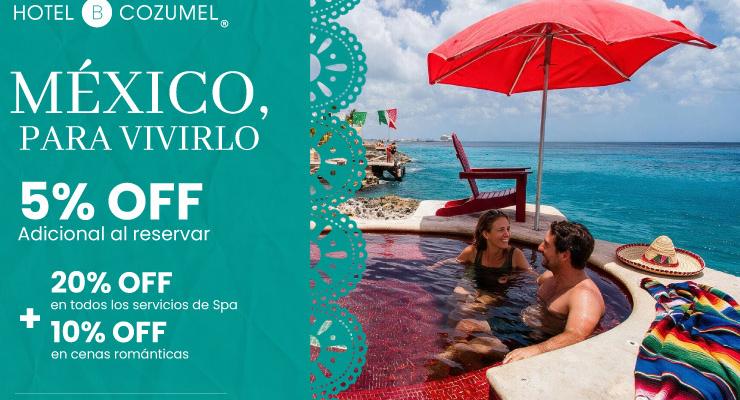 ✨ Oferta Relámpago: +5% OFF y 20% en todos los servicios de Spa Hotel B Cozumel ✨ Oferta Relámpago: +5% OFF y 20% en todos los servicios de Spa Hotel B Cozumel